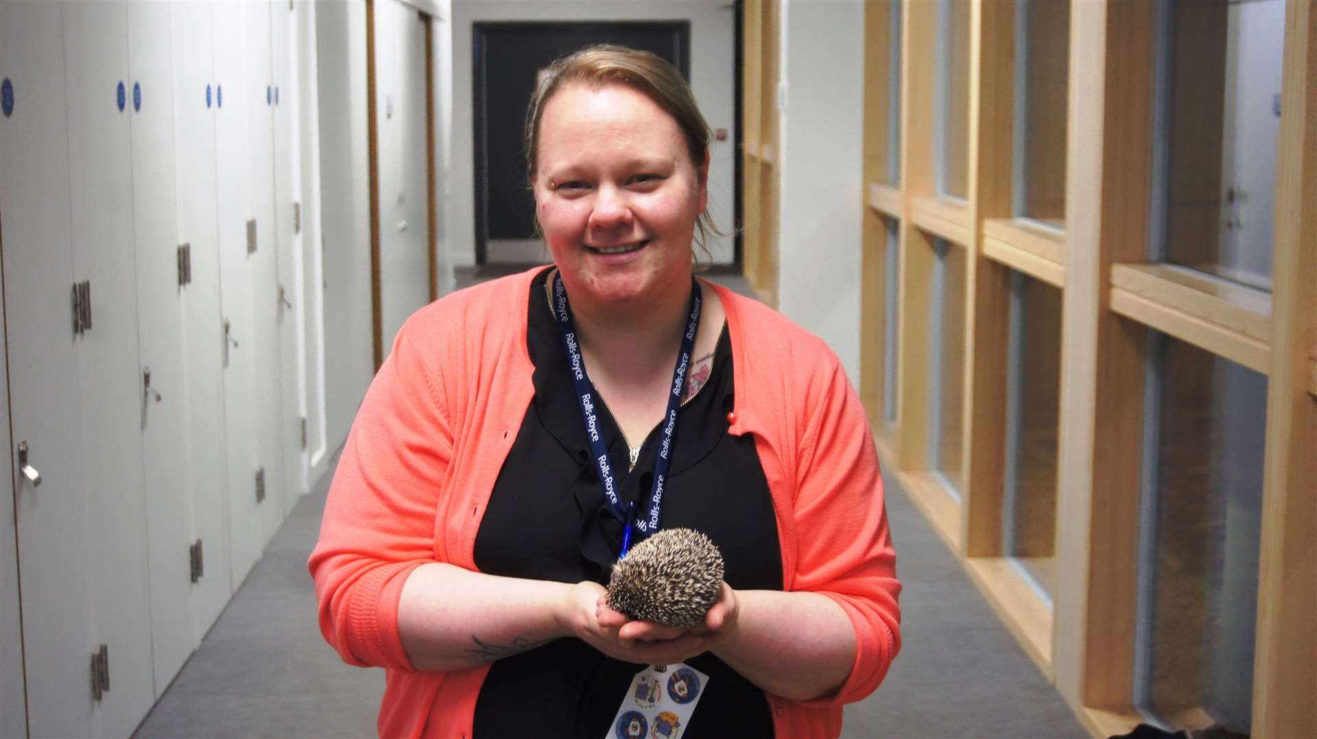 Amanda Coghill with Hamish the hedgehog at a festival in Wick in which she talked about the science involved in floral displays. Picture: DGS