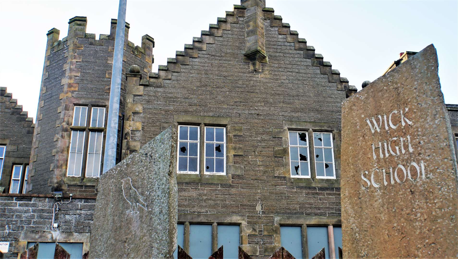 The former Wick High School was recently sold at auction. Could the missing statue still exist within it? Picture: DGS