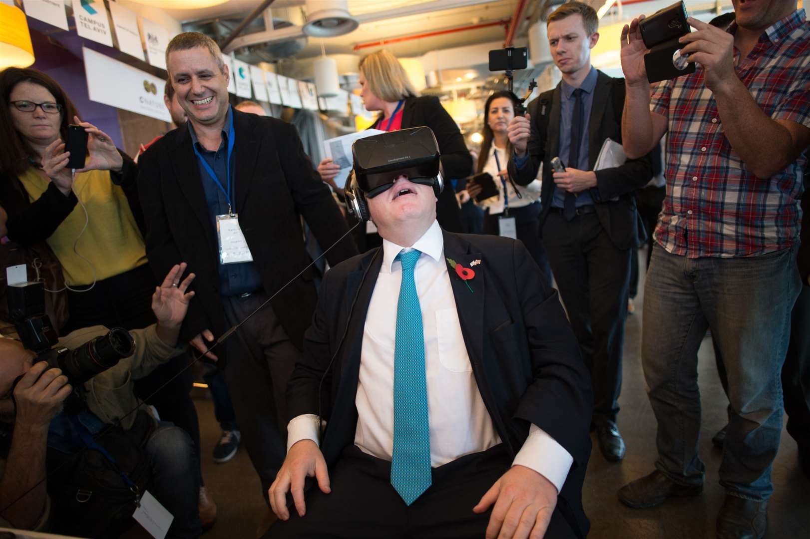 Trying out an Oculus virtual reality headset at Google’s offices in Israel (Stefan Rousseau/PA)