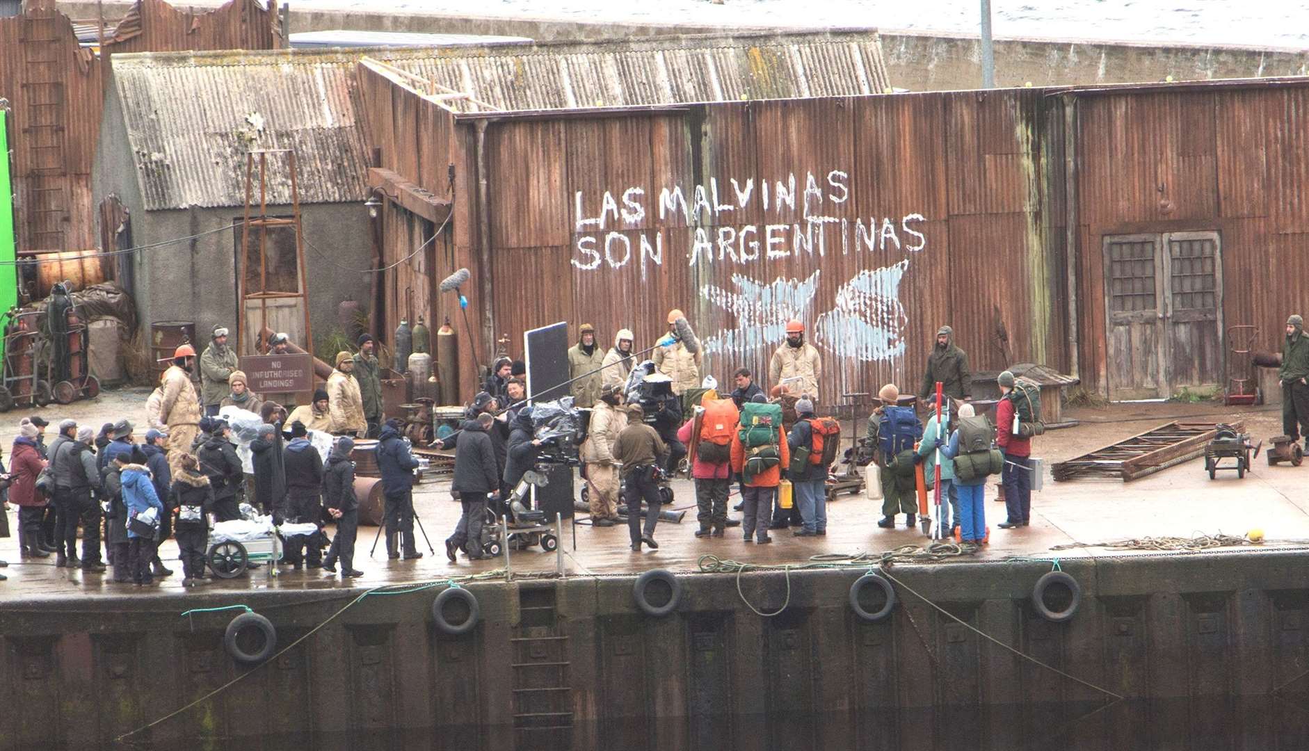 The scene at Lybster harbour where the Netflix drama The Crown was being filmed. Picture: Robert MacDonald / Northern Studios