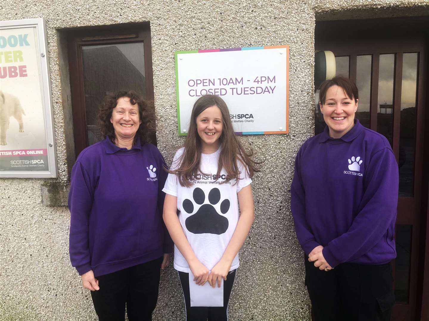 Catriona with assistant manager Christine Urquhart (left) and animal care assistant Mandy McIntyre.
