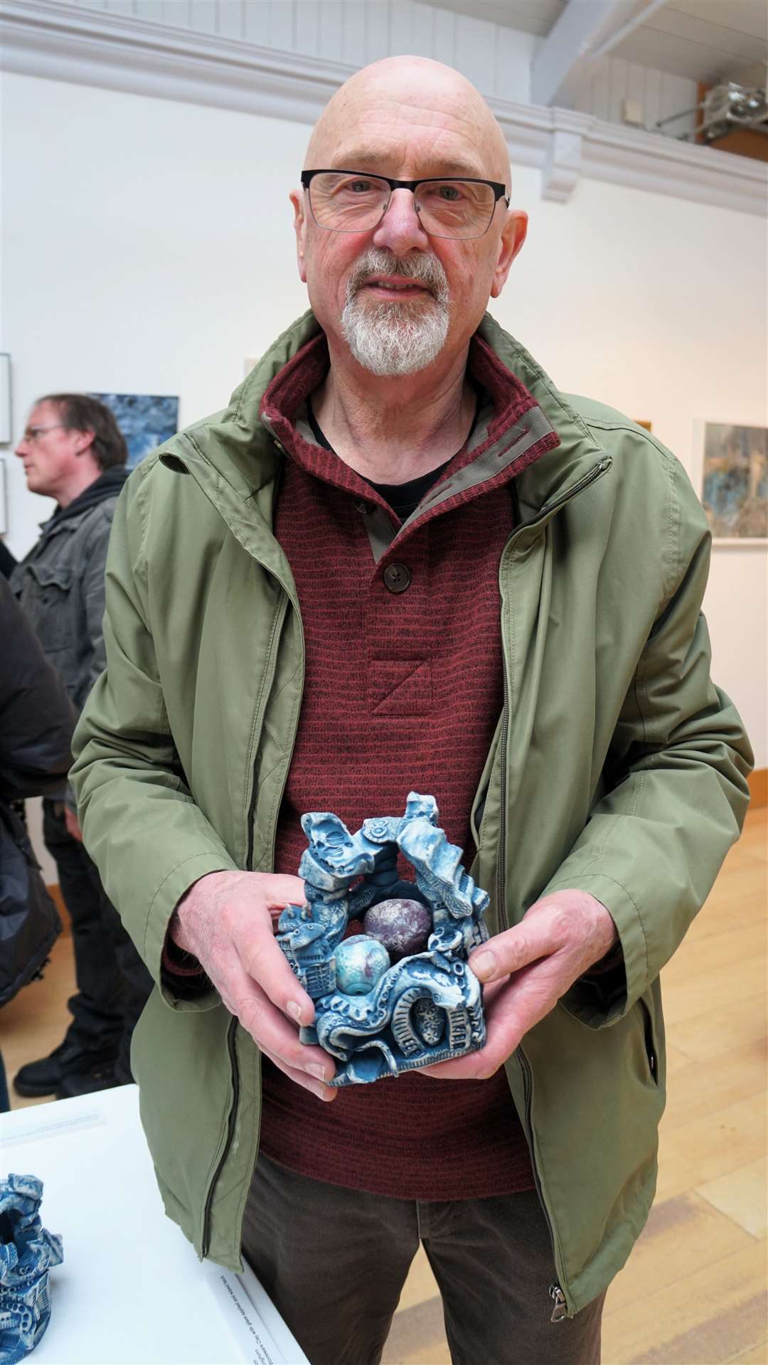 David Kinghorn with one of his glazed stoneware clay sculptures. Picture: DGS