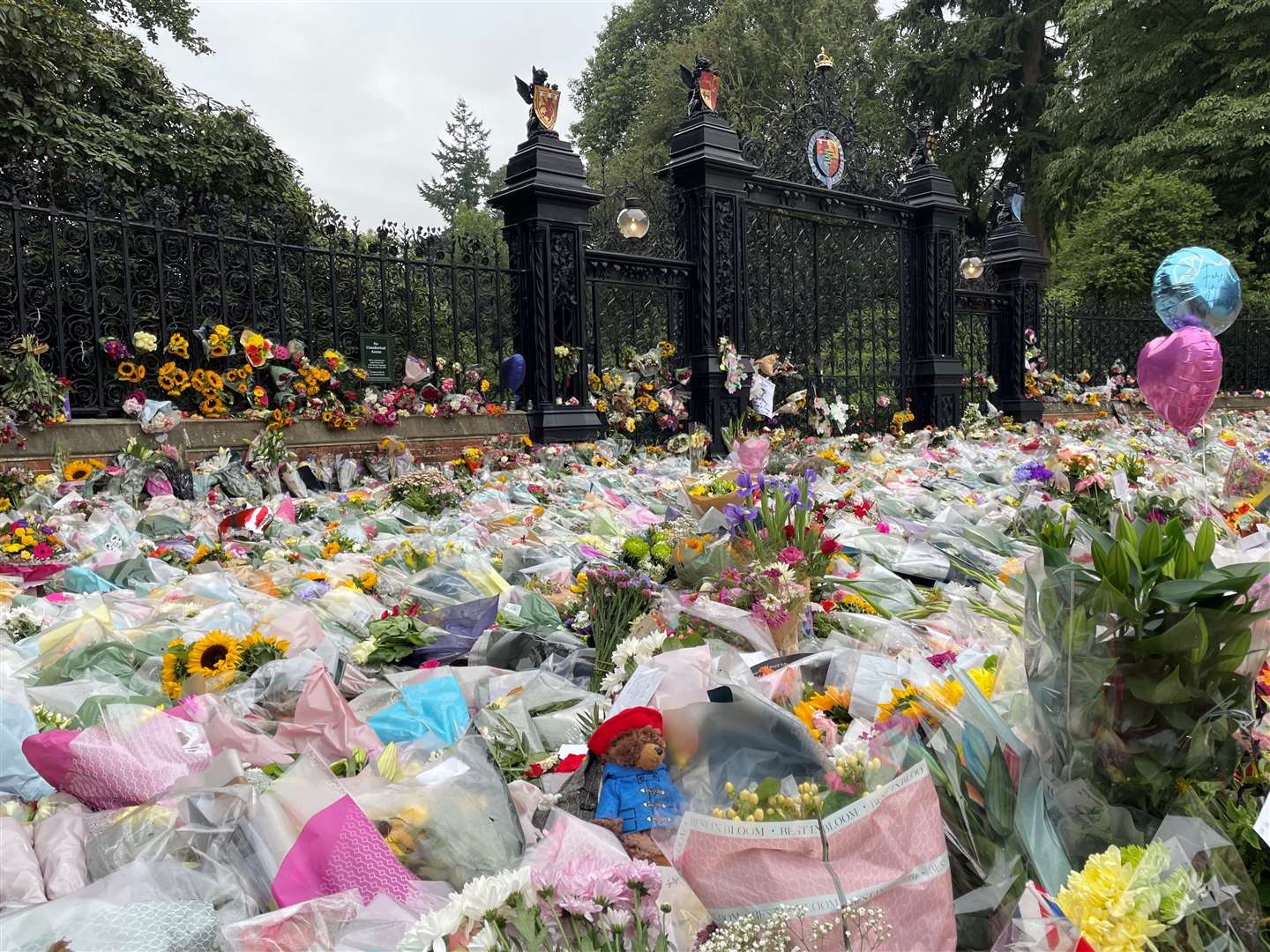 Floral tributes at the gates of Sandringham House in Norfolk (Sam Russell/PA)