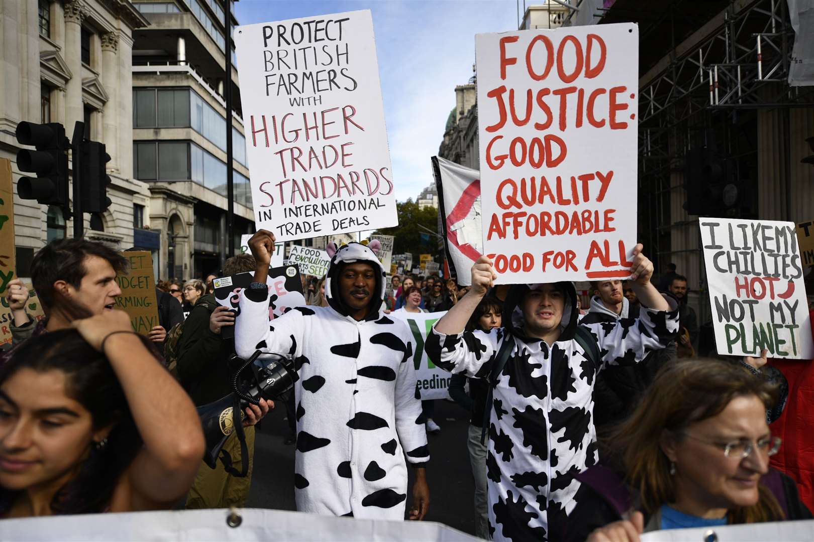 Farm workers and environment activists in central London (Beresford Hodge/PA)