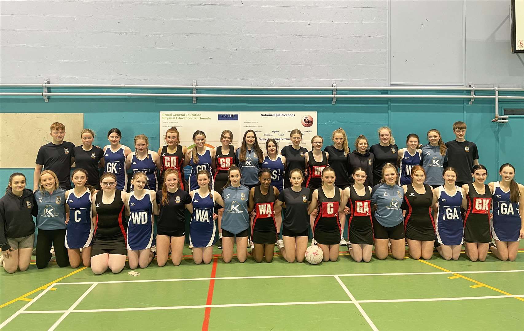 All the teams that took part in the S3 netball festival hosted by Thurso High School.