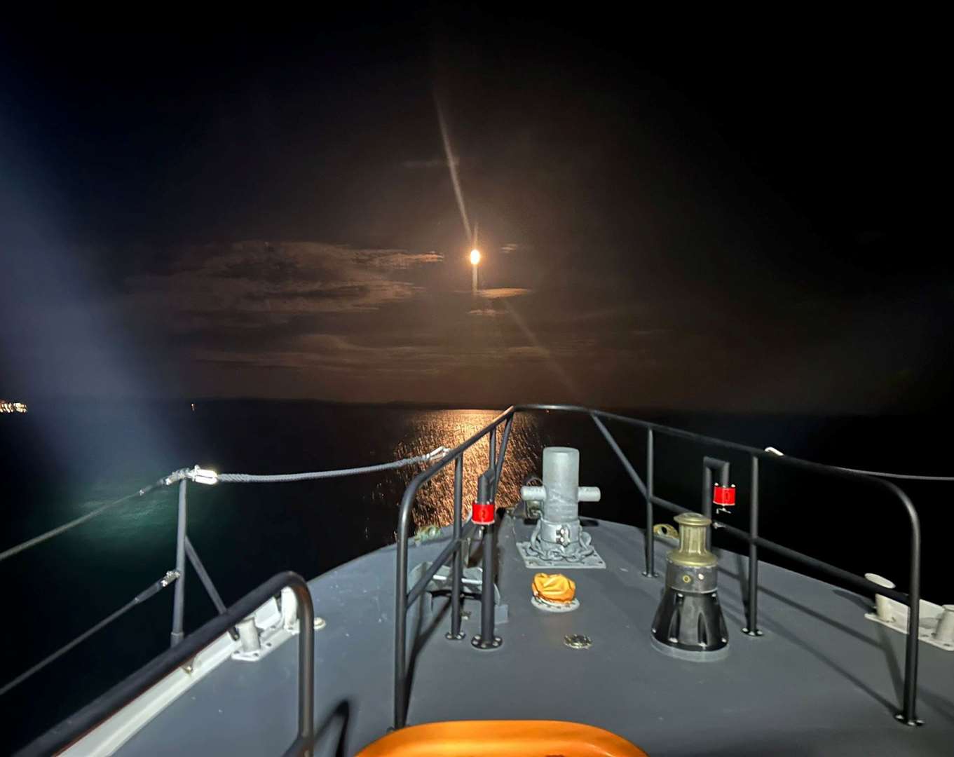 The views from the Thurso lifeboat during the night-time search.