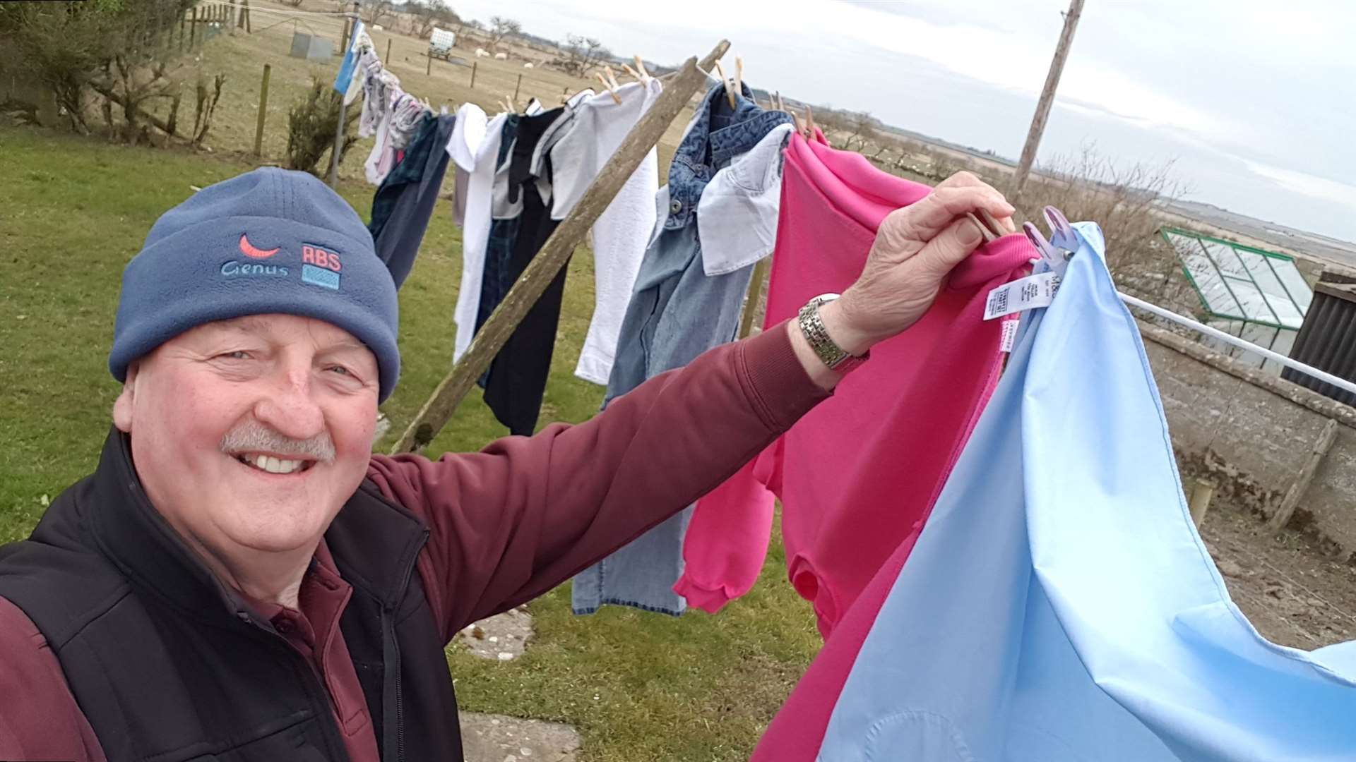 With community events cancelled, civic leader Willie Mackay is finding time to hang out the washing.