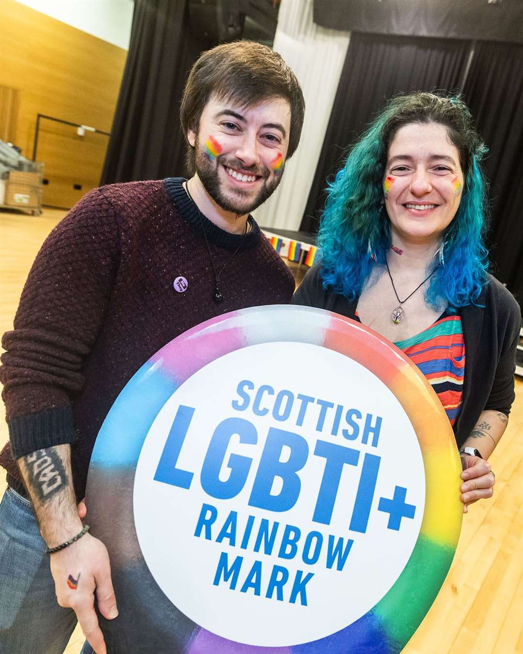 Students and staff from Highlands and Islands Students’ Association at an LGBT History Month event event at UHI Inverness on Tuesday 27 February. Students Belem Simon and Noam Lara. Picture: Paul Campbell