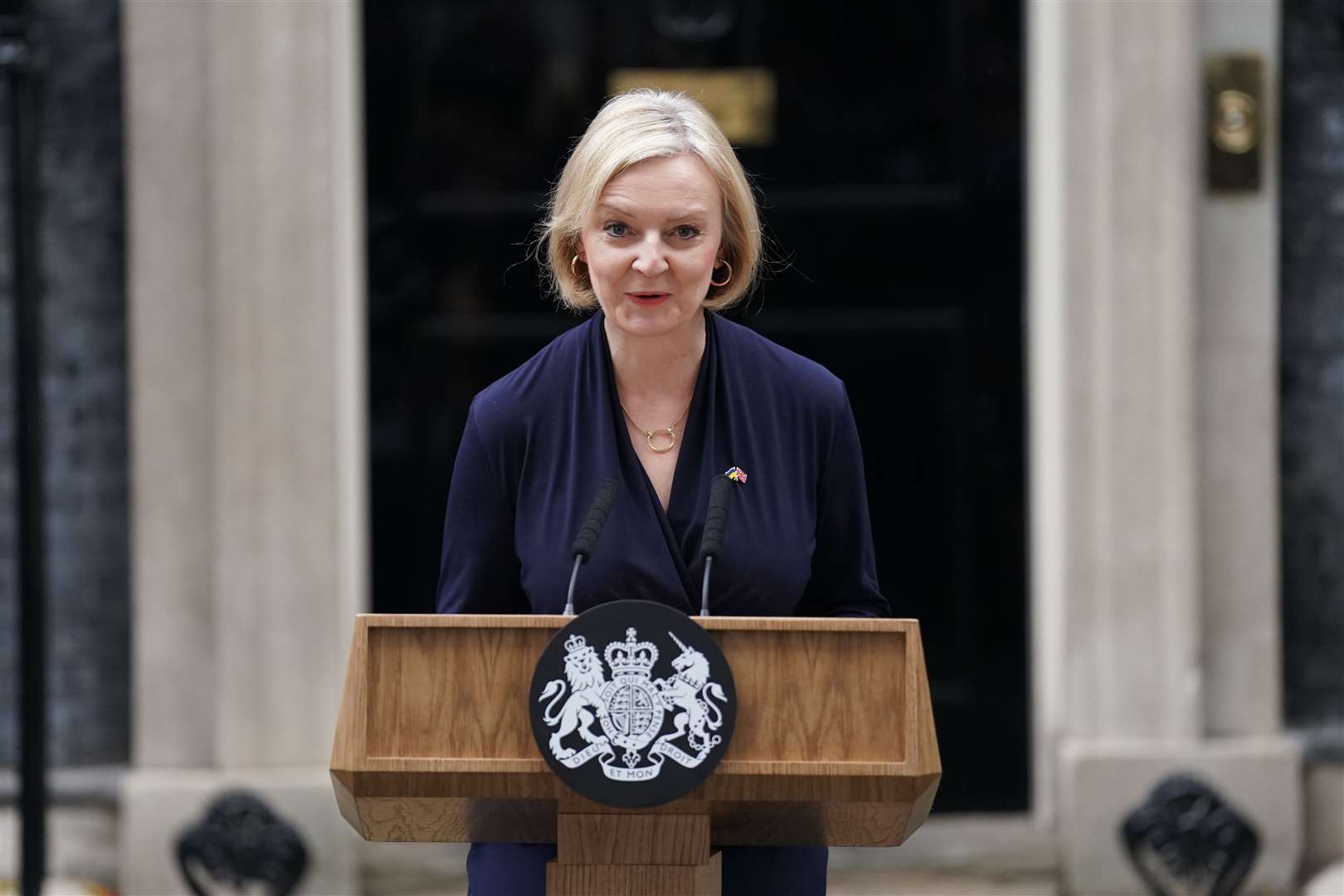 Liz Truss announcing her resignation as Prime Minister (PA)