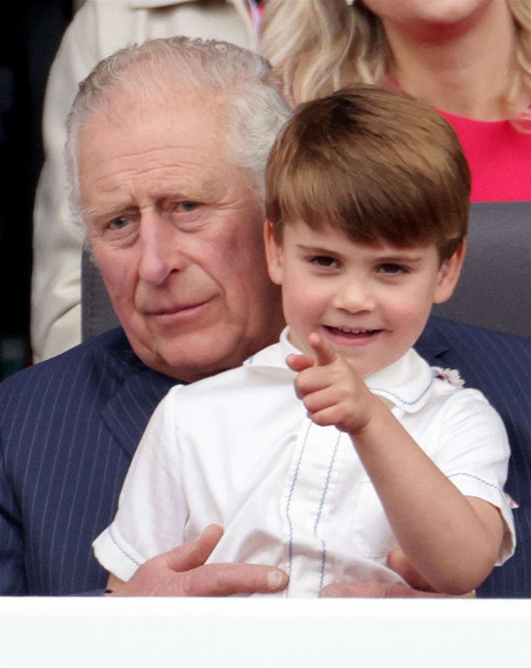 Prince Louis sits on the Prince of Wales’ lap during the Platinum Jubilee Pageant (Chris Jackson/PA) 