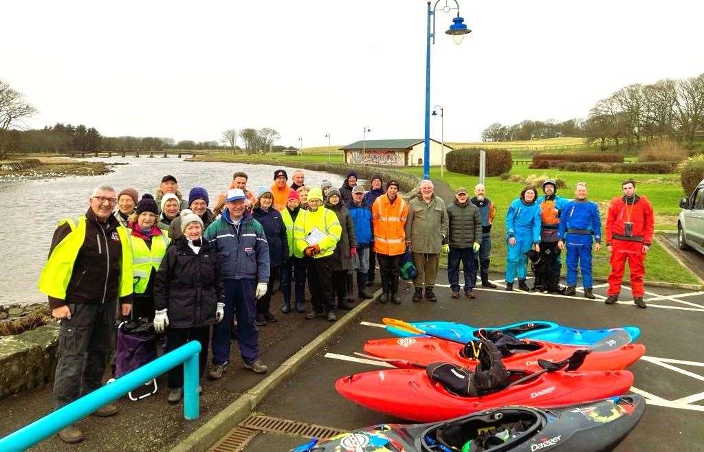 The volunteers get ready to go at the start of the litter picking event on Sunday.