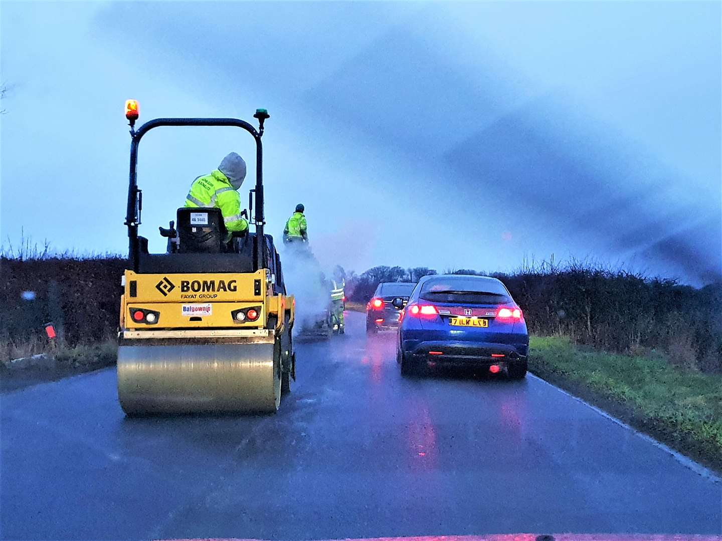 Roadworks on the A882 near Bilpster this afternoon. Picture: Nicky Stewart