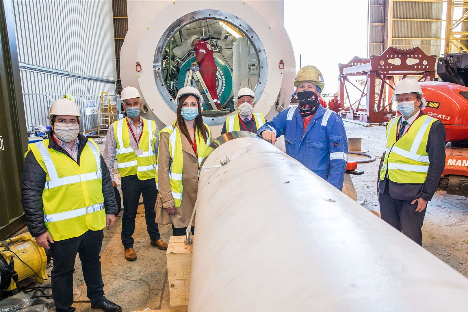 Caithness councillors being shown a MeyGen turbine during their visit to Nigg in early September.
