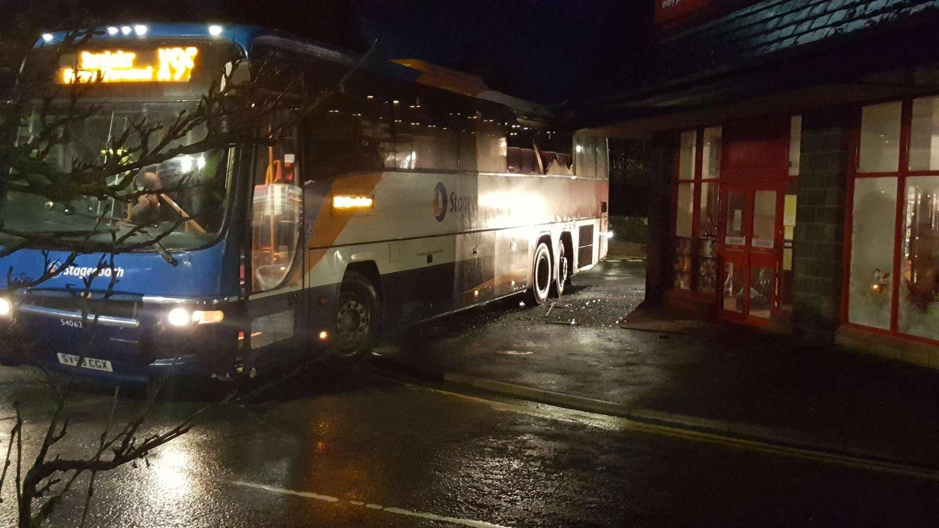 The bus slid down Whitechapel Road and struck the Poundstretcher store due to black ice. Picture: Jack O'Brien