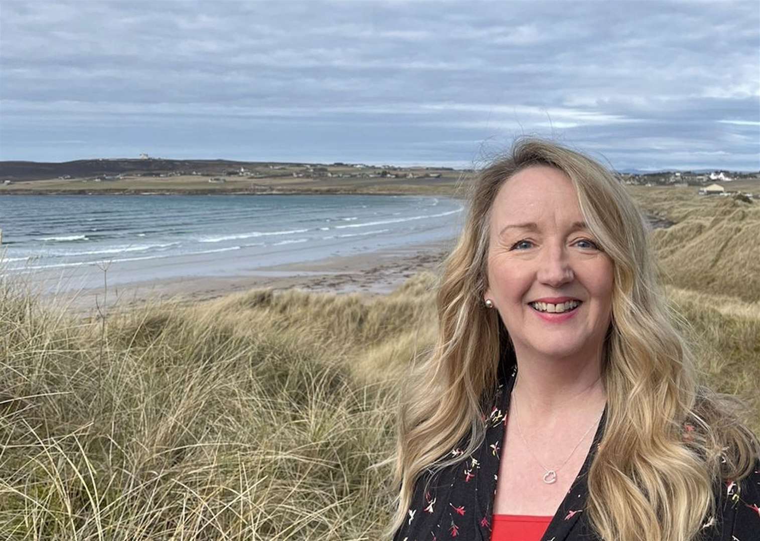 Cathy Earnshaw of Venture North at Dunnet beach.
