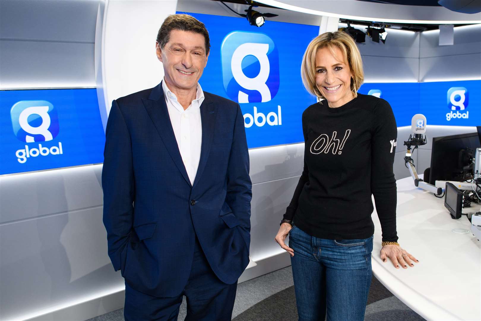 Jon Sopel with his The News Agents podcast co-host Emily Maitlis (Global/PA)