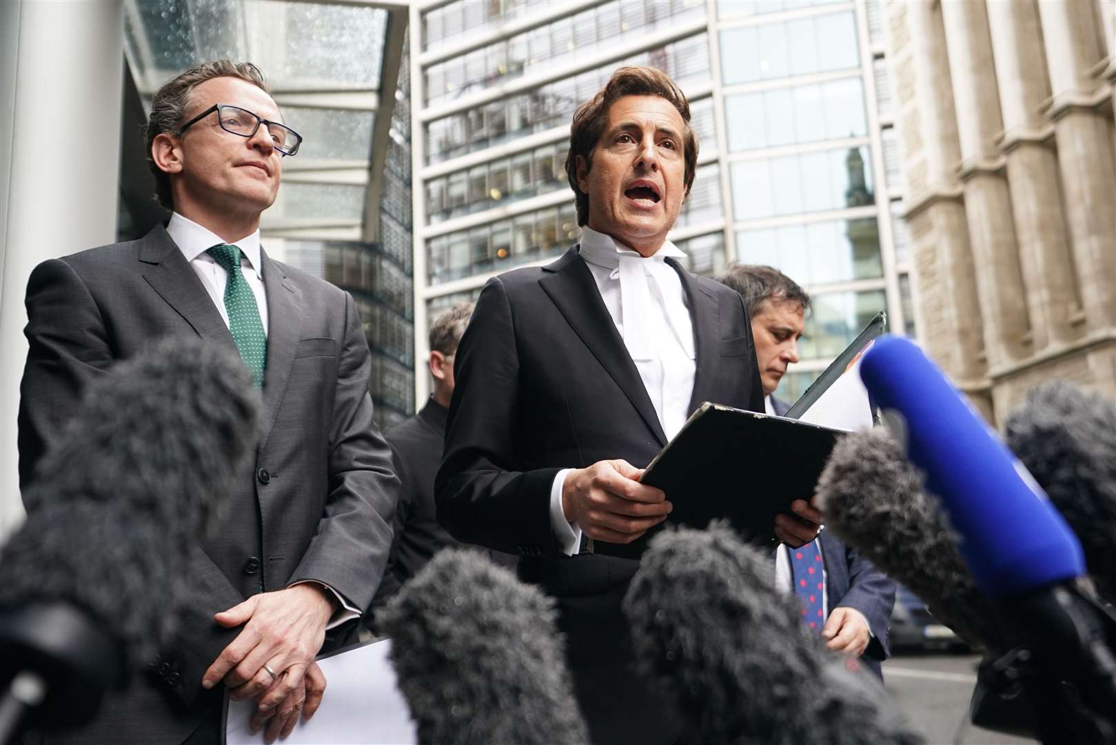 The Duke of Sussex’s barrister, David Sherborne, speaks to the media outside the Rolls Building in central London (James Manning/PA)