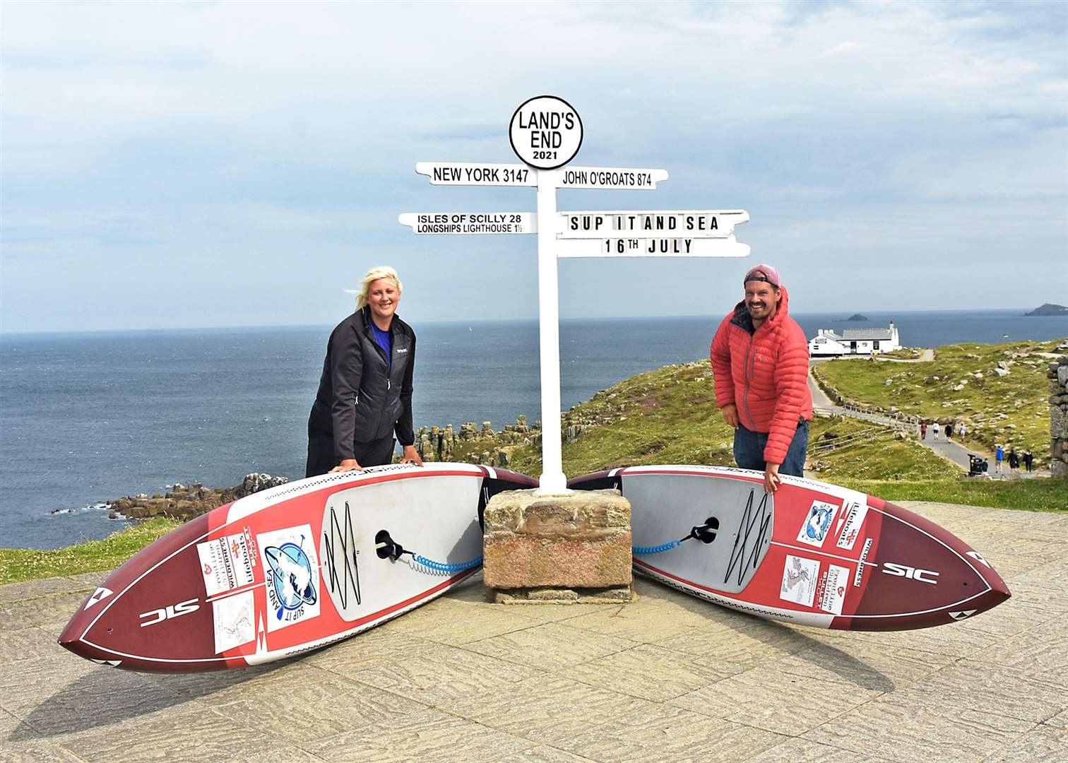Sophie and Dave at Land's End at the start of their journey in July. Picture: Mandy Thomas
