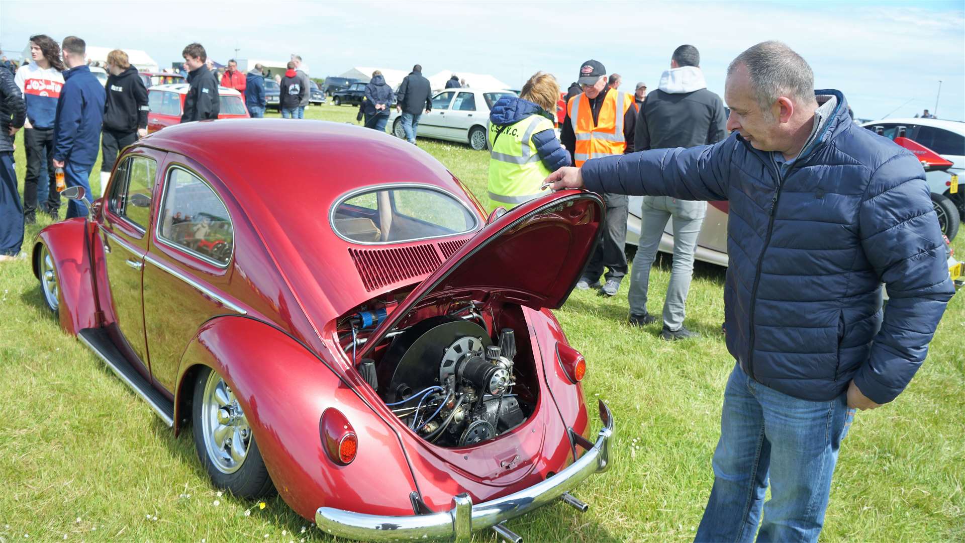 Justin Kirby from Wick with his custom 1957 VW Beetle. Justin won top award in Class H – Modified Custom Vehicles Pre 1996 Picture: DGS