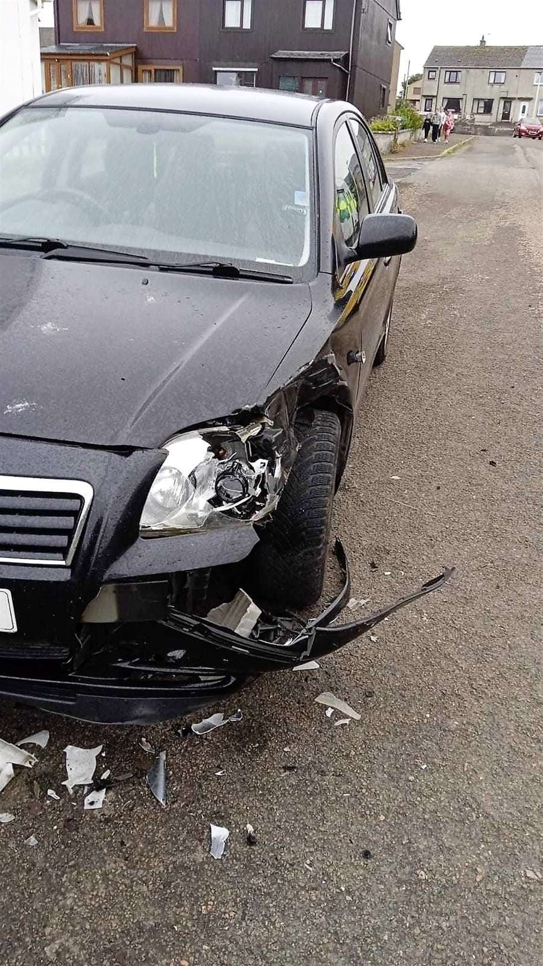 The parked car was written-off after the incident.