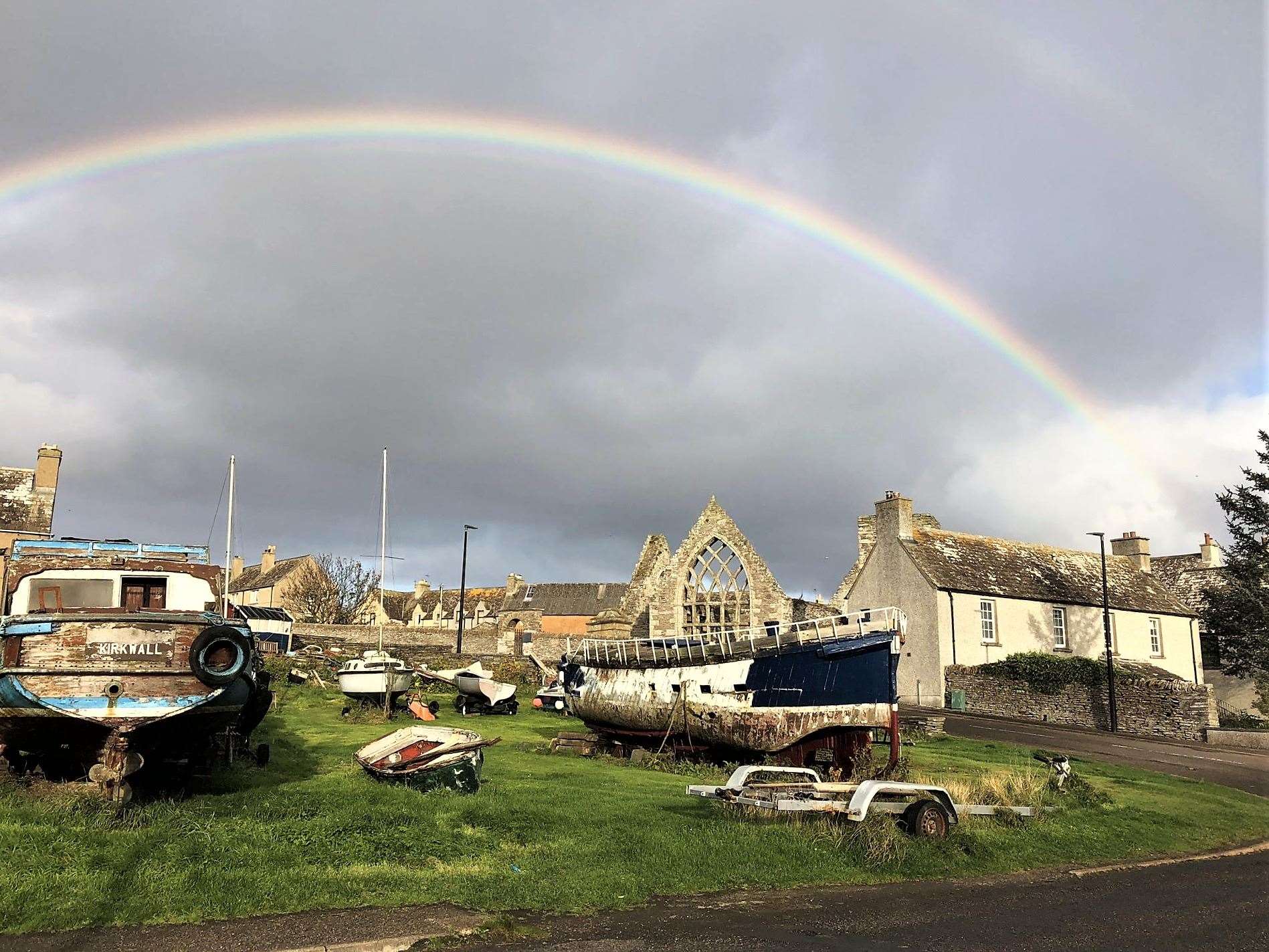 A rainbow over Old St Peter's Church in Thurso by Steve McKinnel.