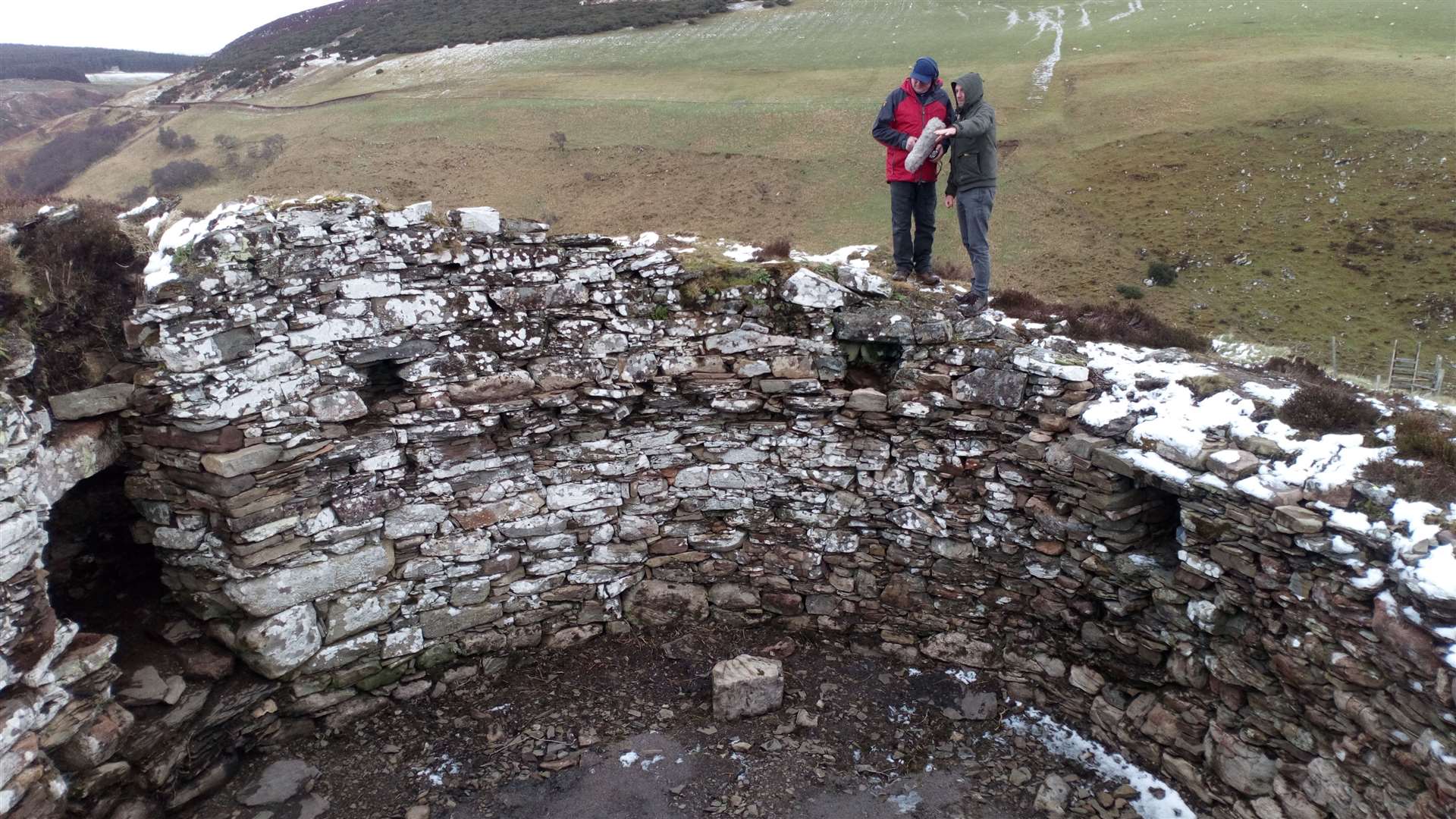 Radio presenter Mark Stephen and Caithness Broch Project's Iain Maclean at Ousdale Broch which will feature in the Our Story series next Tuesday.