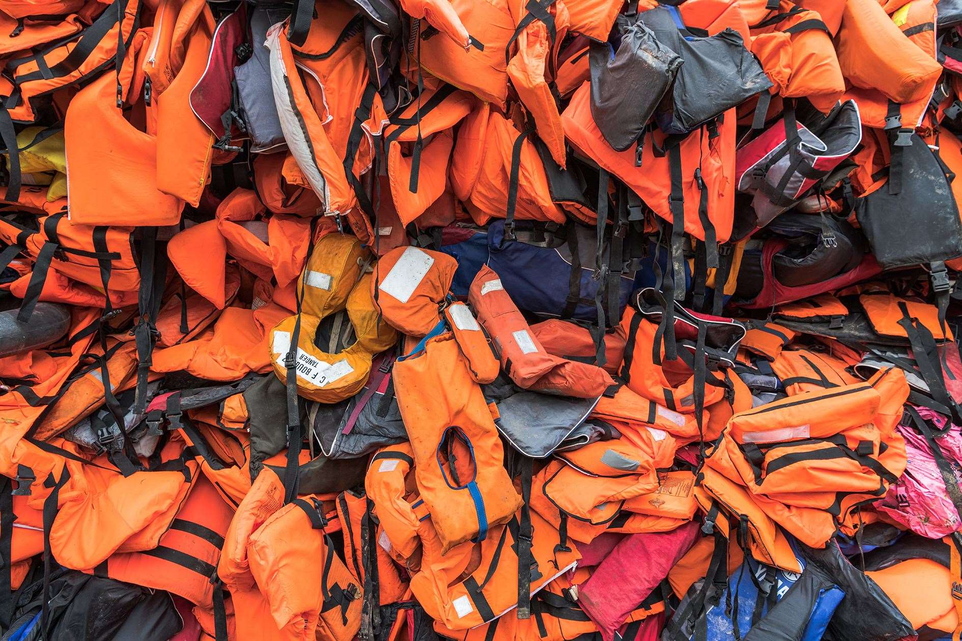 Pictures of piles of lifejackets helped to illustrate the scale of the problem.