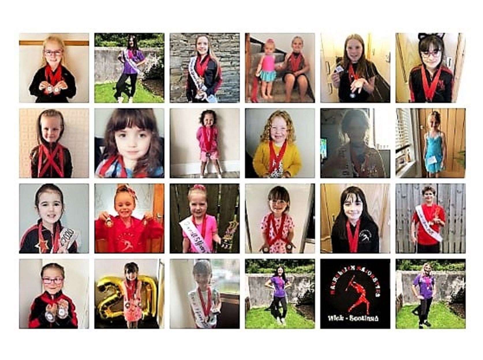 A collage made up of the girls who entered the Marellian Majorettes' online twirling competition. Entries were not only local but came from throughout the UK.