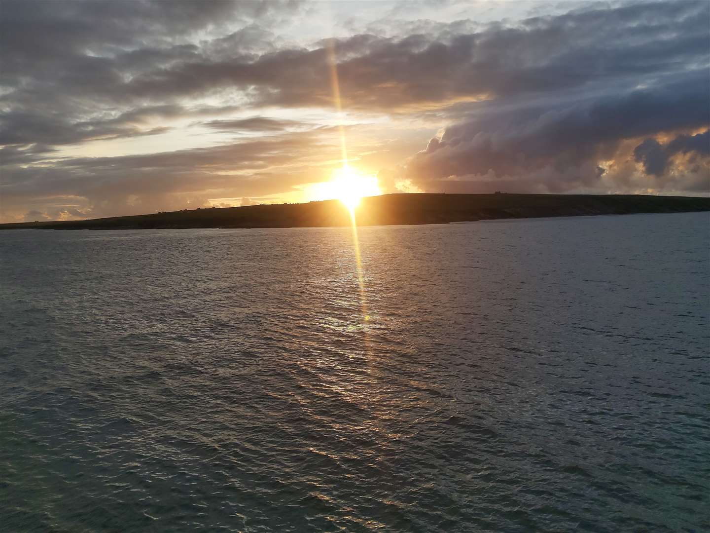 Goodbye Caithness. A dramatic sunset as we sail to Orkney.