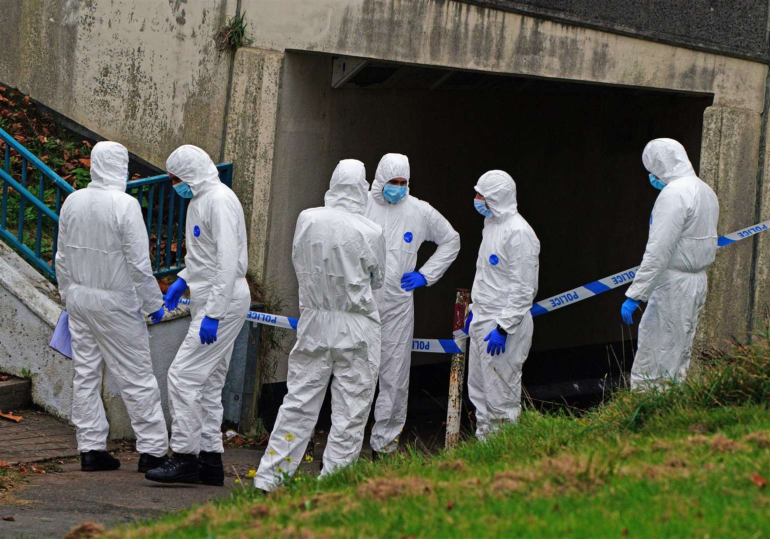 Crime scene investigators near Sheepstor Road in Plymouth, after the body of a woman was found (Ben Birchall/PA)