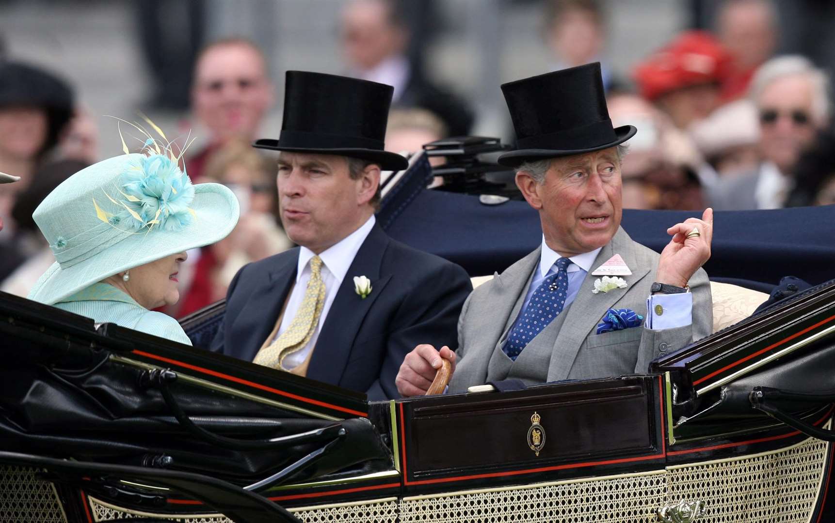 Charles (right), Andrew and Queen Elizabeth at Royal Ascot (David Davies/PA)