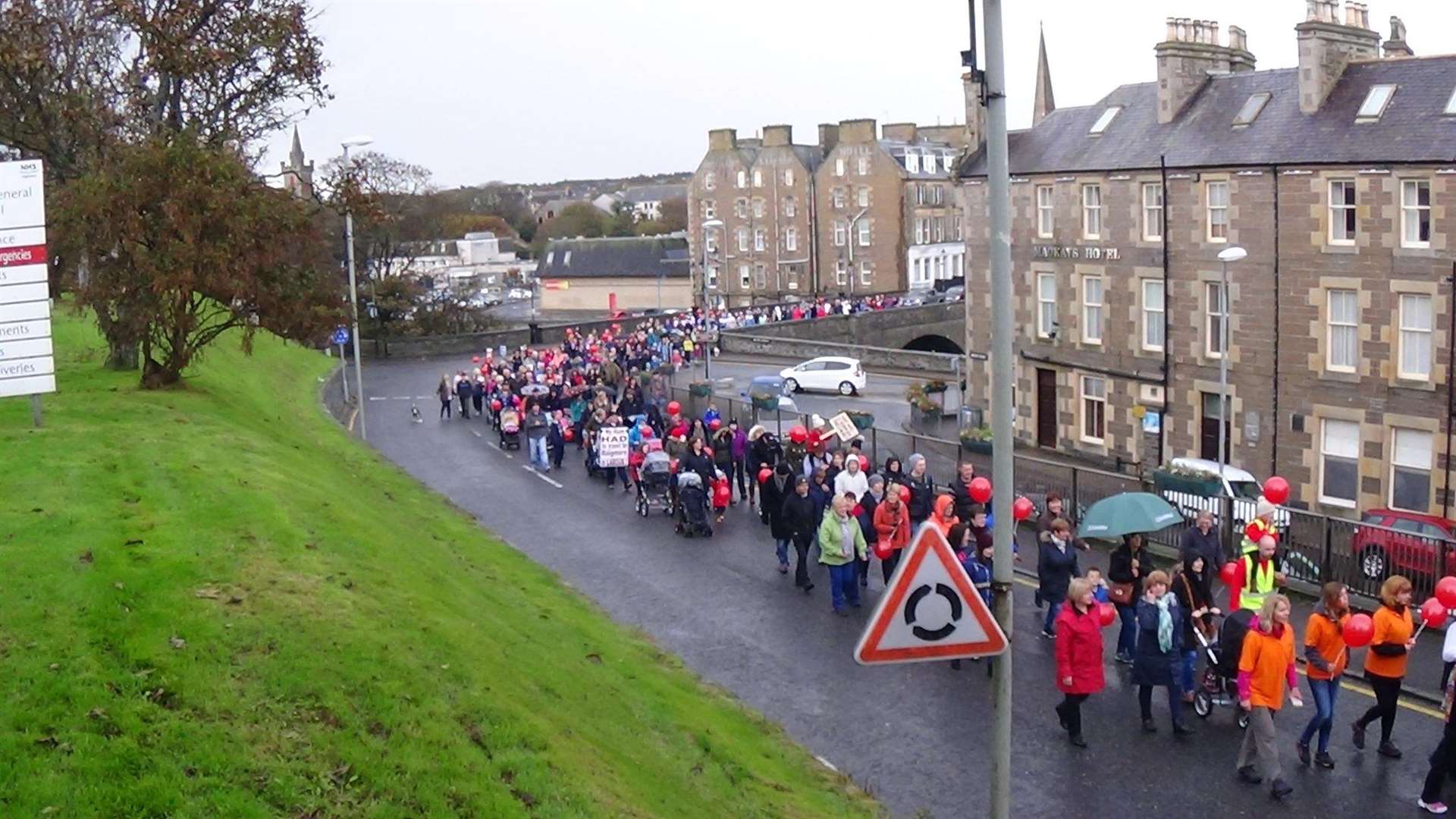 Wick Town Centre was brought to a standstill during the protest. Photo: Will Clark