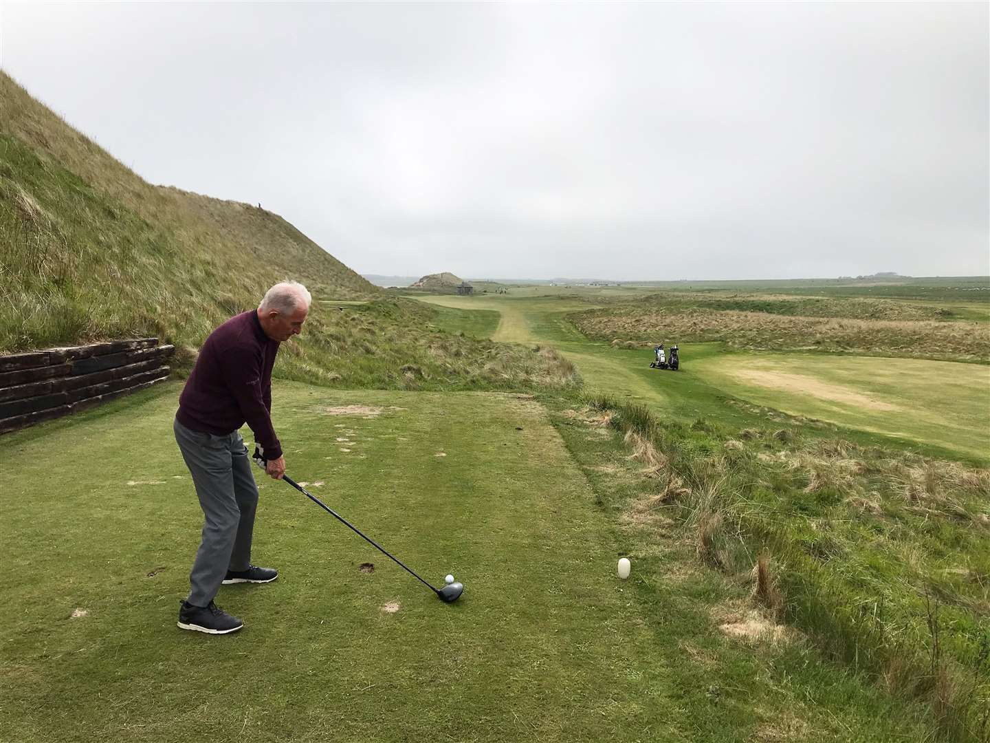 Fred Groves tees off during round one of the NC500 Links Open at Wick.