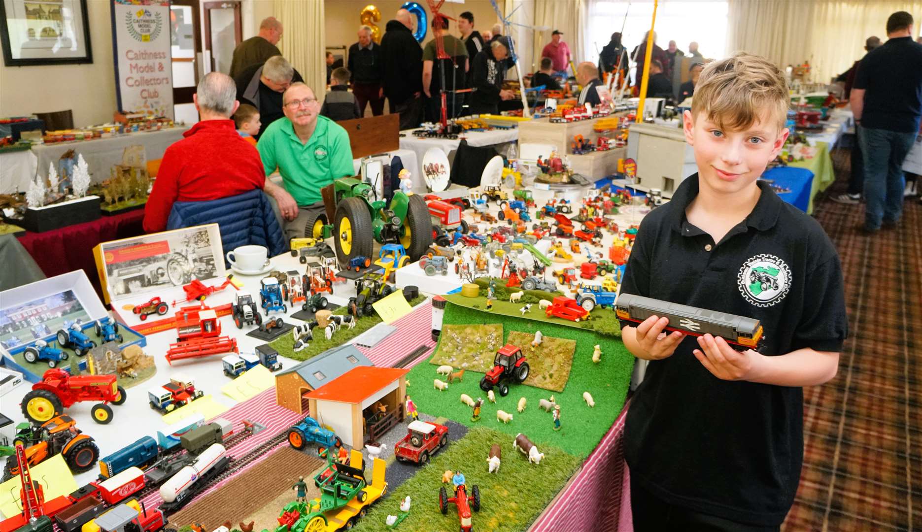 Camden Hollick (11) was one of the youngest exhibitors at the show and had an extensive agricultural diorama. He shows a train that he bought from another stand at the event. Picture: DGS