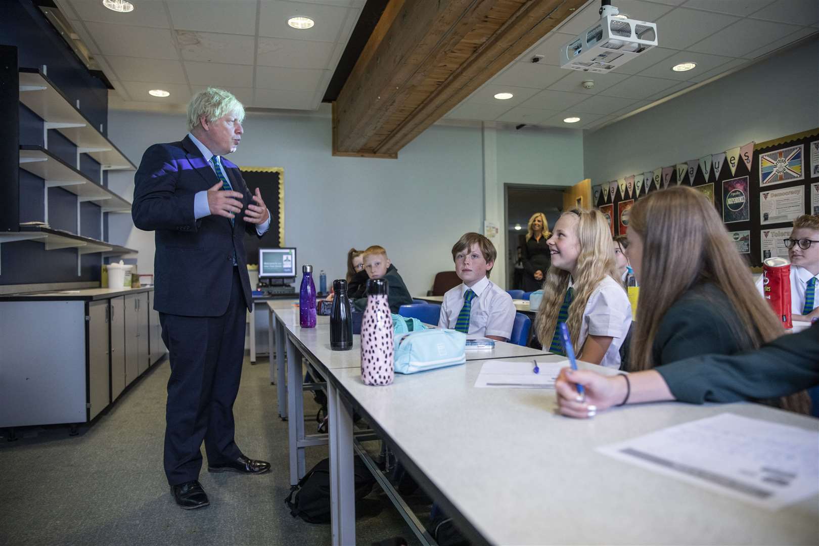 Prime Minister Boris Johnson at Castle Rock School in Coalville, Leicestershire (Jack Hill/The Times/PA)