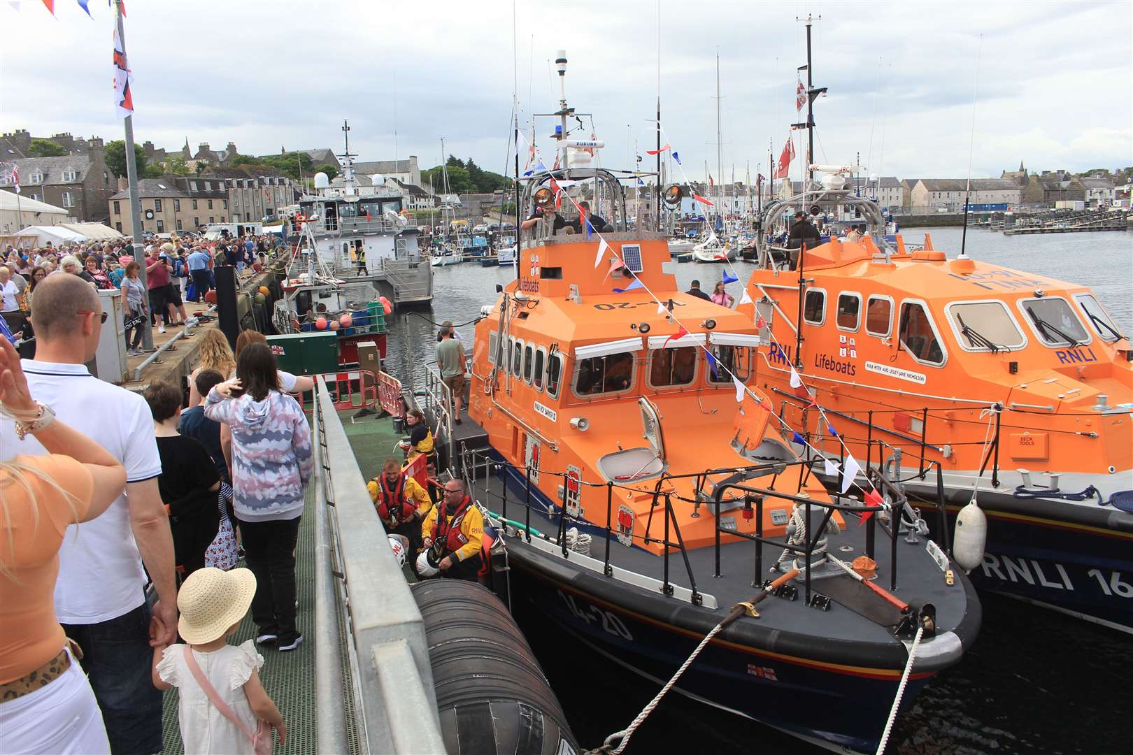 Members of the public were able to go aboard the Wick and Longhope lifeboats. Picture: Alan Hendry