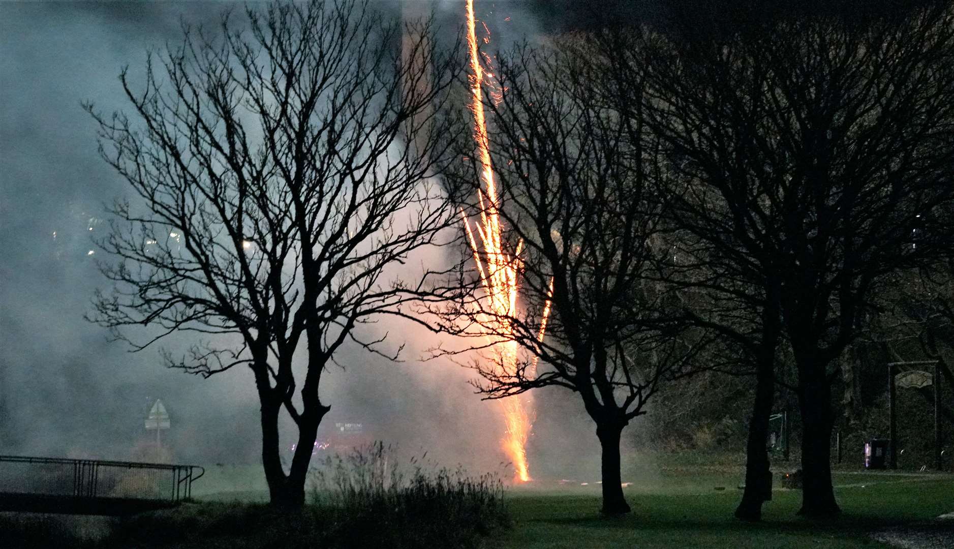 The fireworks display gets off the ground with flashes in the sky at 8pm. Picture: DGS