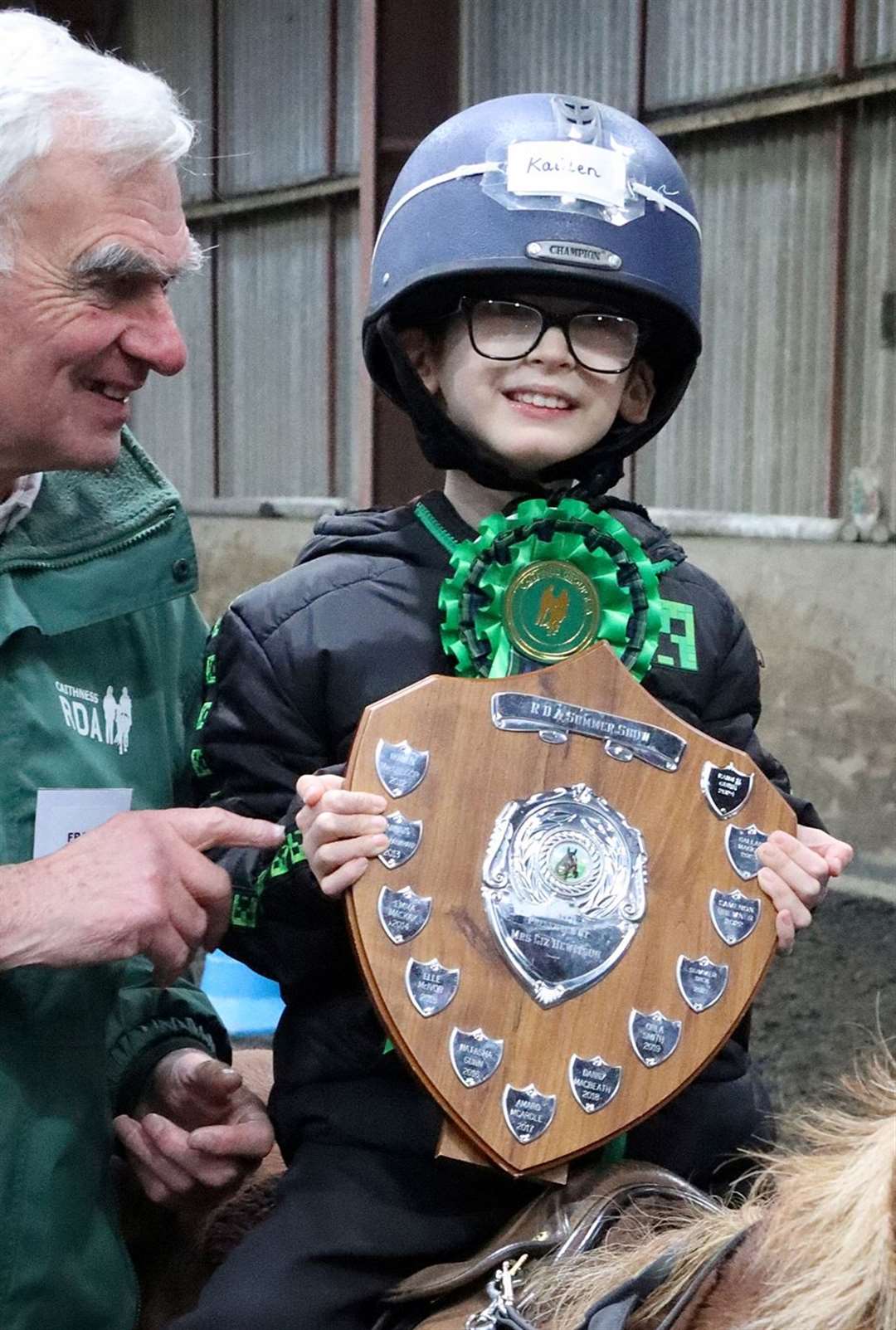 Kaiden Gunn holding his shield. Picture: Neil Buchan