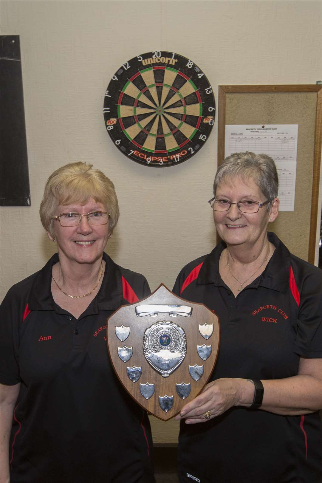 Ann Wells (left) and Rona Young, Seaforth, won the Wick and District Darts League's ladies' pairs championship. Picture: Robert MacDonald / Northern Studios