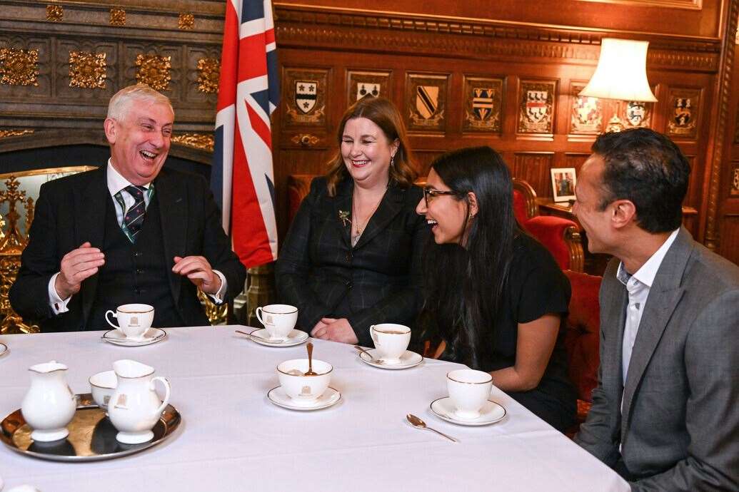 Sir Lindsay Hoyle meets members of the cast of Coronation Street and Emmerdale (UK Parliament/Jessica Taylor/PA)