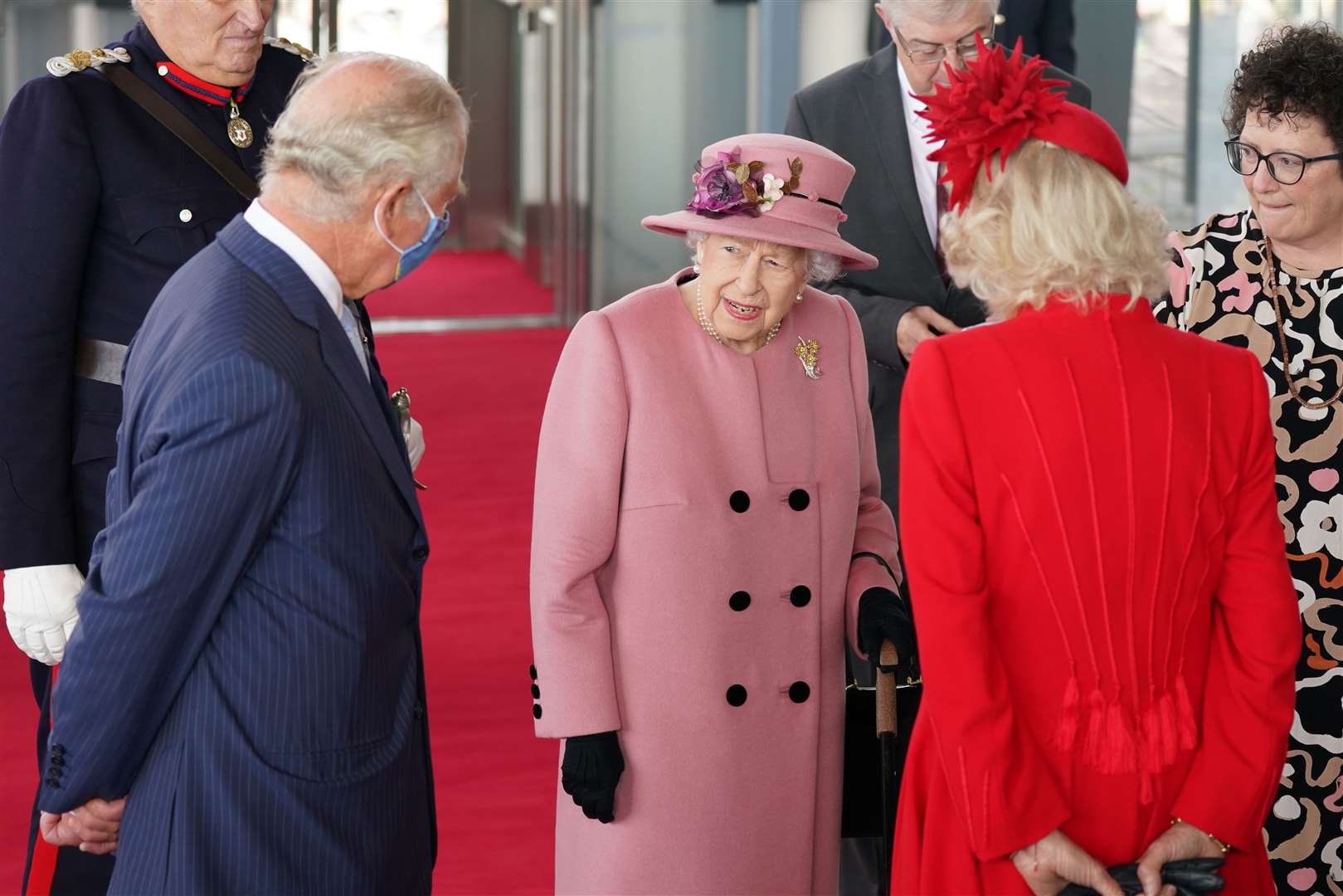 The Queen was joined by the Prince of Wales and Duchess of Cornwall (Jacob King/PA)