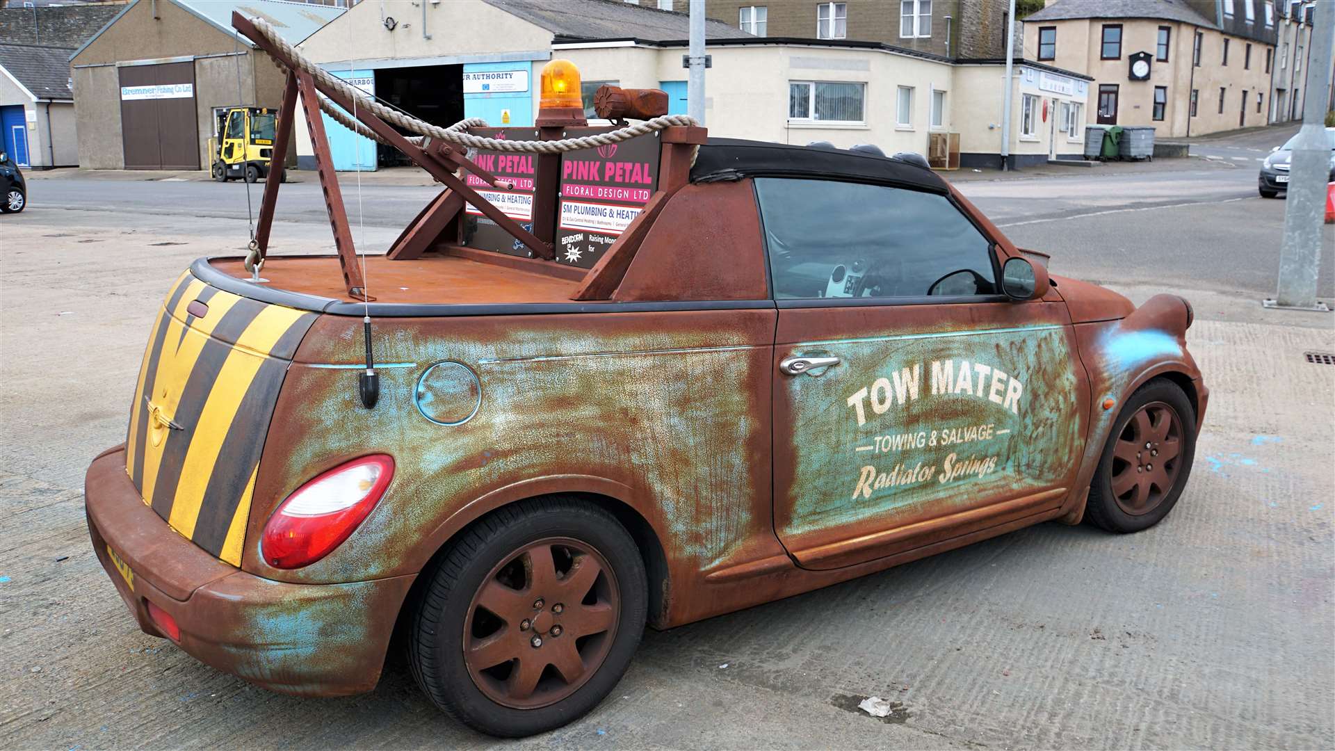 Tow Mater gets revved up and ready to rumble out of Wick.