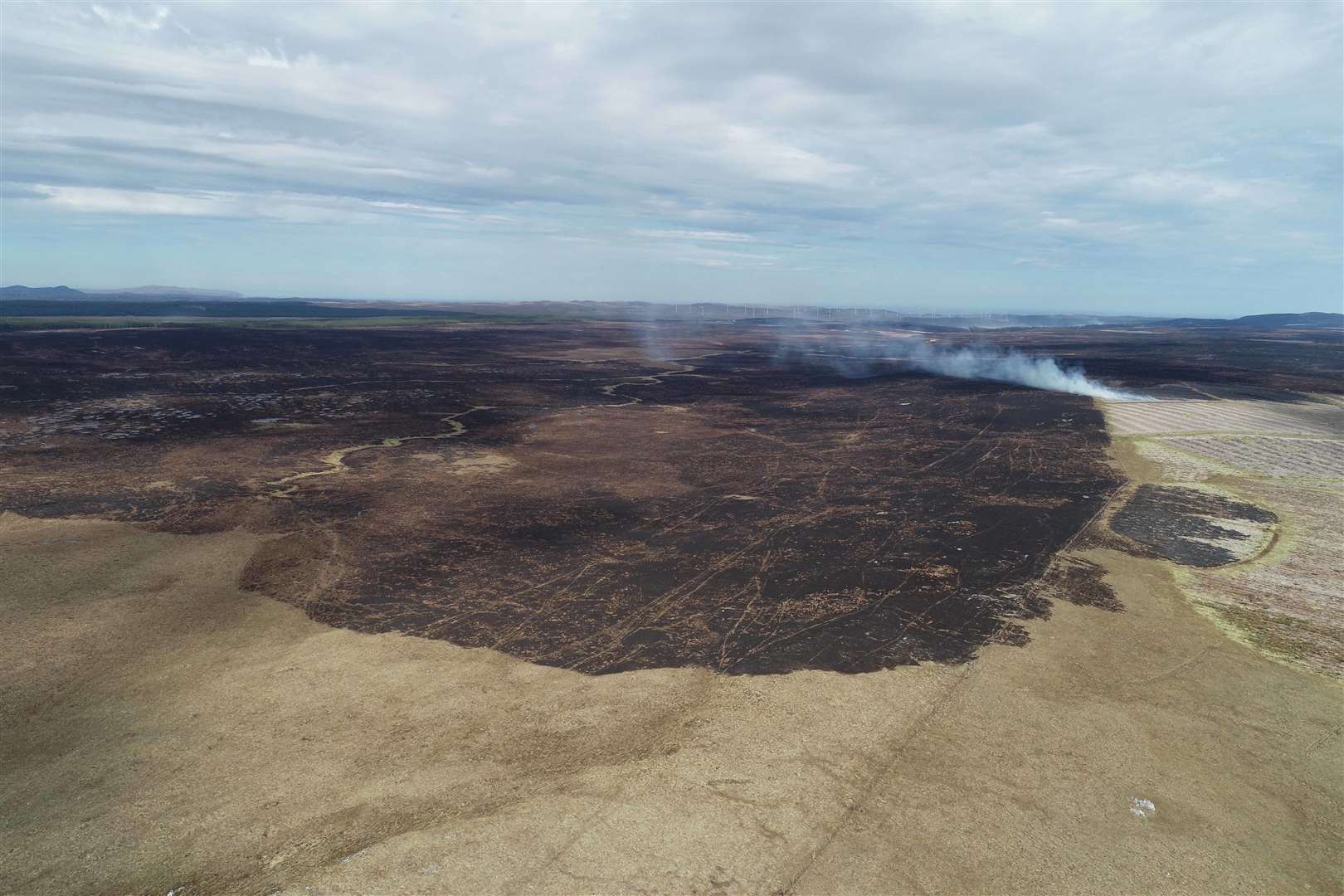 An aerial view showing the impact of the north Sutherland wildfire in May 2019. Picture: Paul Turner, RSPB