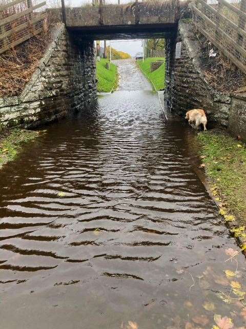 The flooded section underneath the bridge near Wick riverside. Picture: Alastair Ferrier