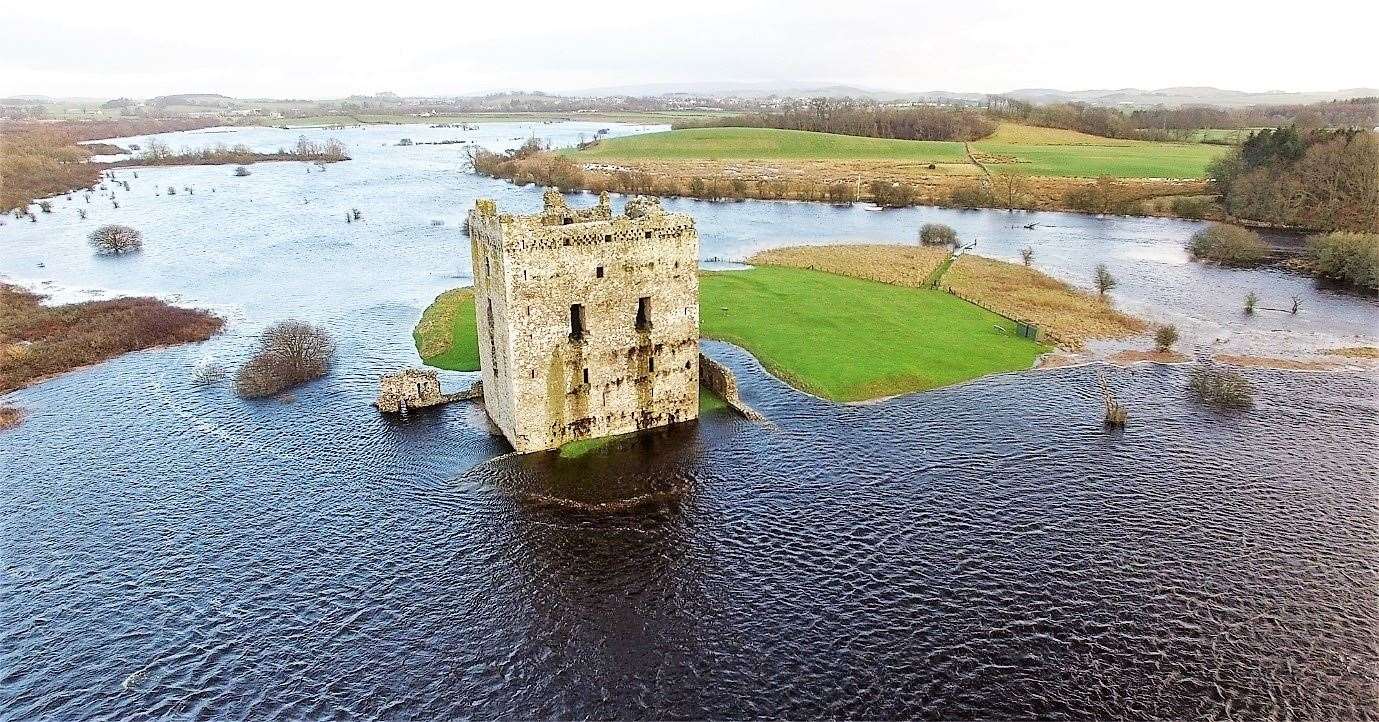 Flooded Threave Castle.