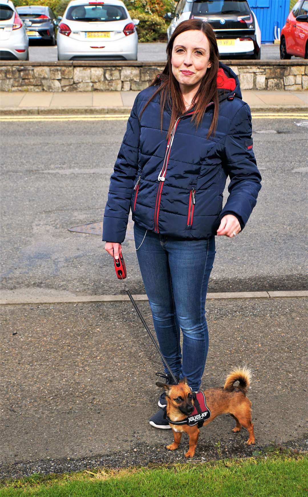 Councillor Nicola Sinclair out having a leisurely walk with her little dog. Picture: DGS