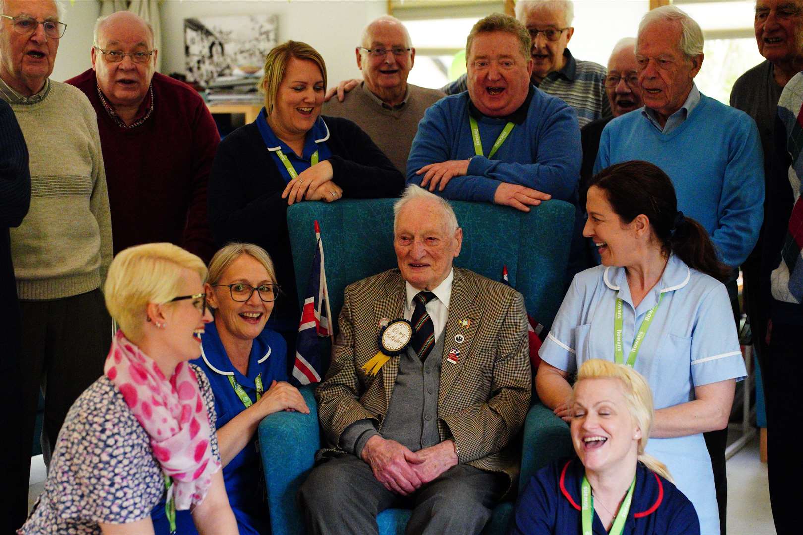 Former Second World War squadron leader and Royal Air Force fighter pilot Derrick Grubb celebrates his 100th birthday (Ben Birchall/PA Wire)