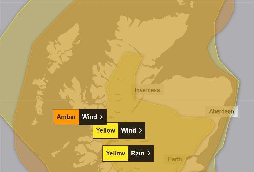 Yellow and amber weather warnings are in place ahead of Storm Isha's arrival on Sunday. Photo: Met Office