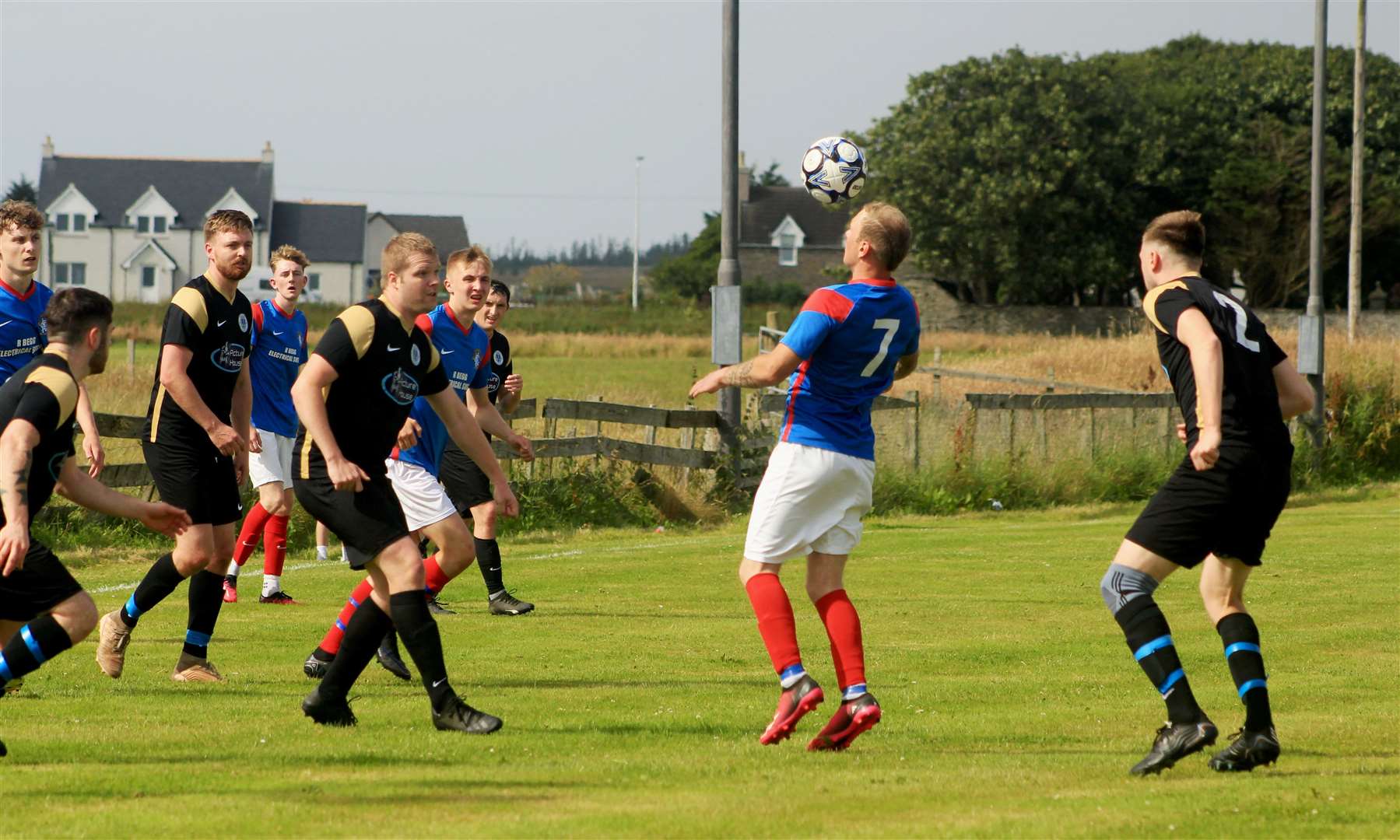All eyes on Keiss forward Tony Miller as he controls a high ball. Picture: Alan Hendry