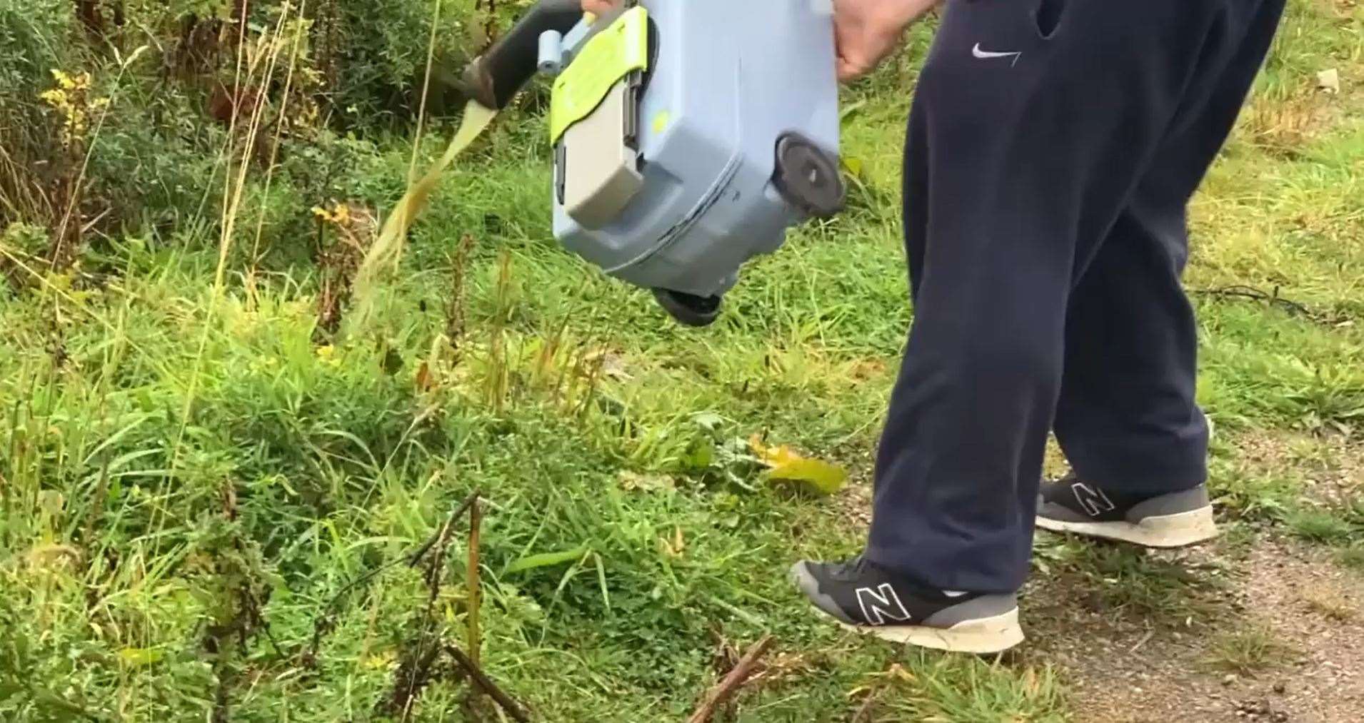 A close-up taken from the video of the man holding the cassette.